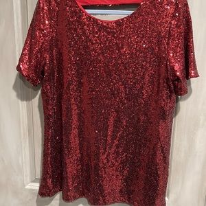 EUC Wine Sequin Top